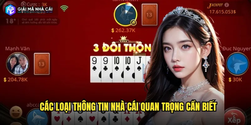 Các loại thông tin nhà cái quan trọng cần biết